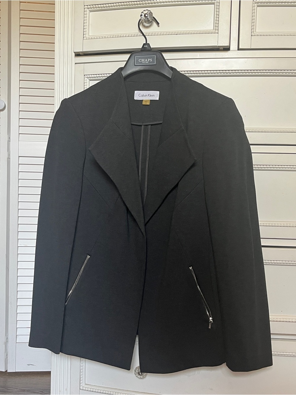 Calvin Klein Dark Gray Women's Tailored Blazer with Zip Pockets